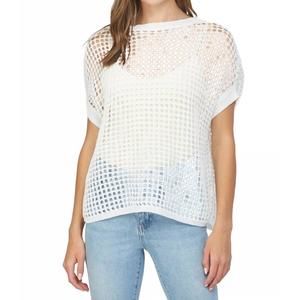 NEW FATE open knit cover up top in off white